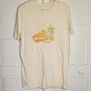 Oat Collective Women's L "Midwest Vibes" 70s look 100% Soft Cotton T shirt
